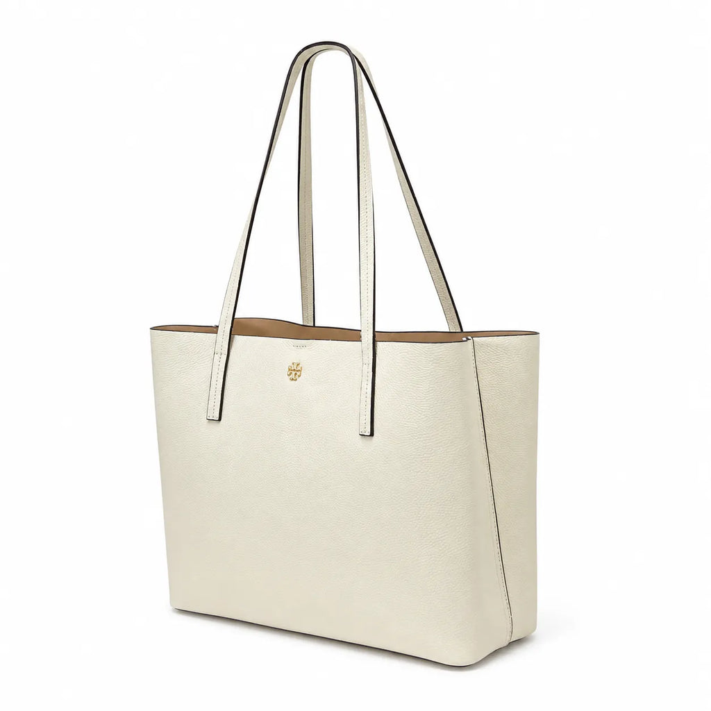 Tory Burch McGraw | Off-white pebbled leather double handles women's designer shoulder/handbag