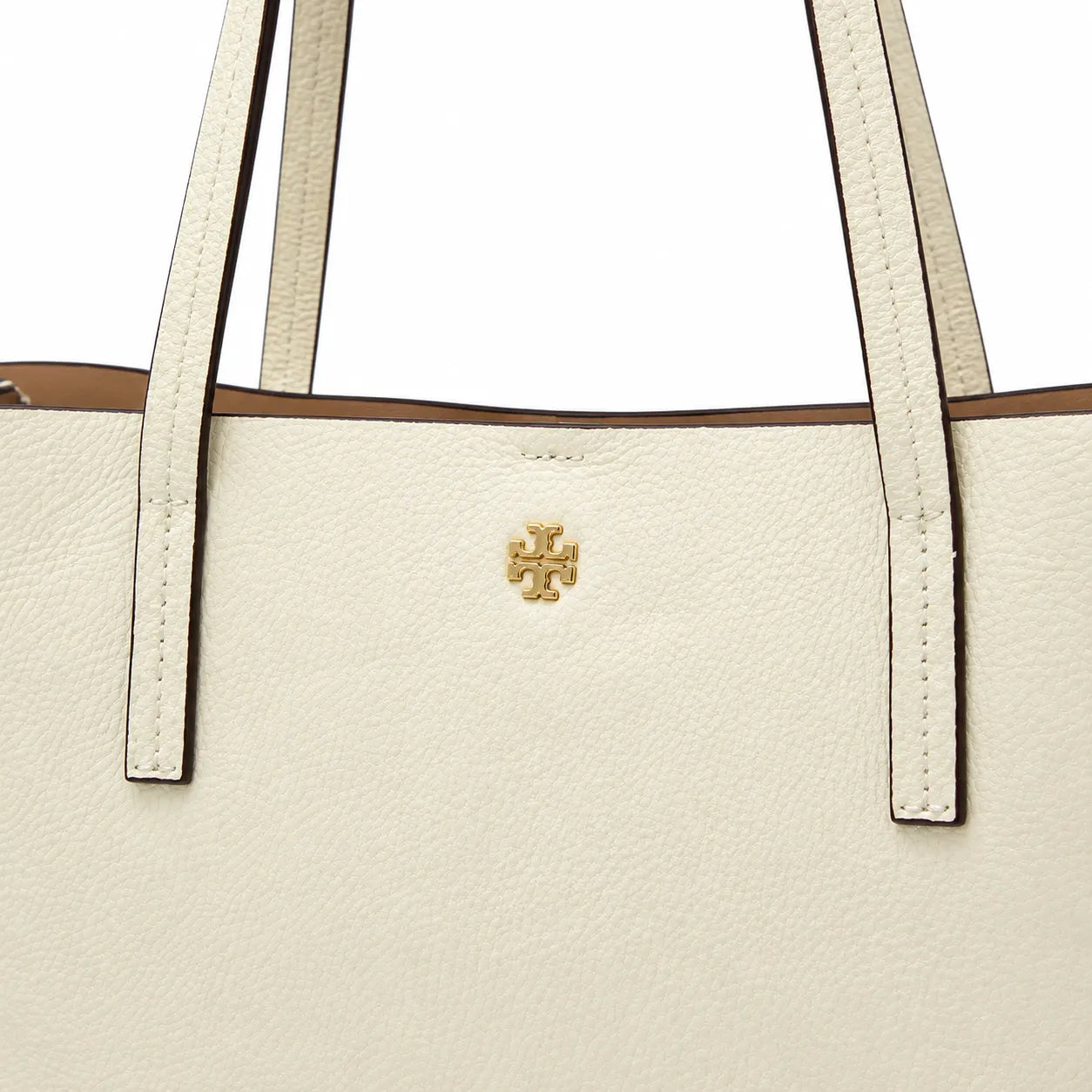 Tory Burch McGraw | Off-white pebbled leather double handles women's designer shoulder/handbag