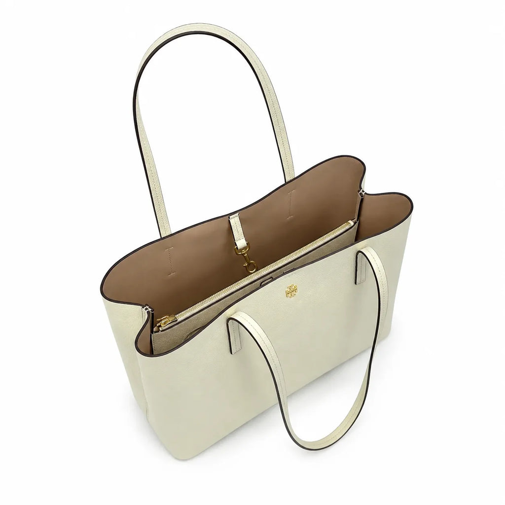 Tory Burch McGraw | Off-white pebbled leather double handles women's designer shoulder/handbag