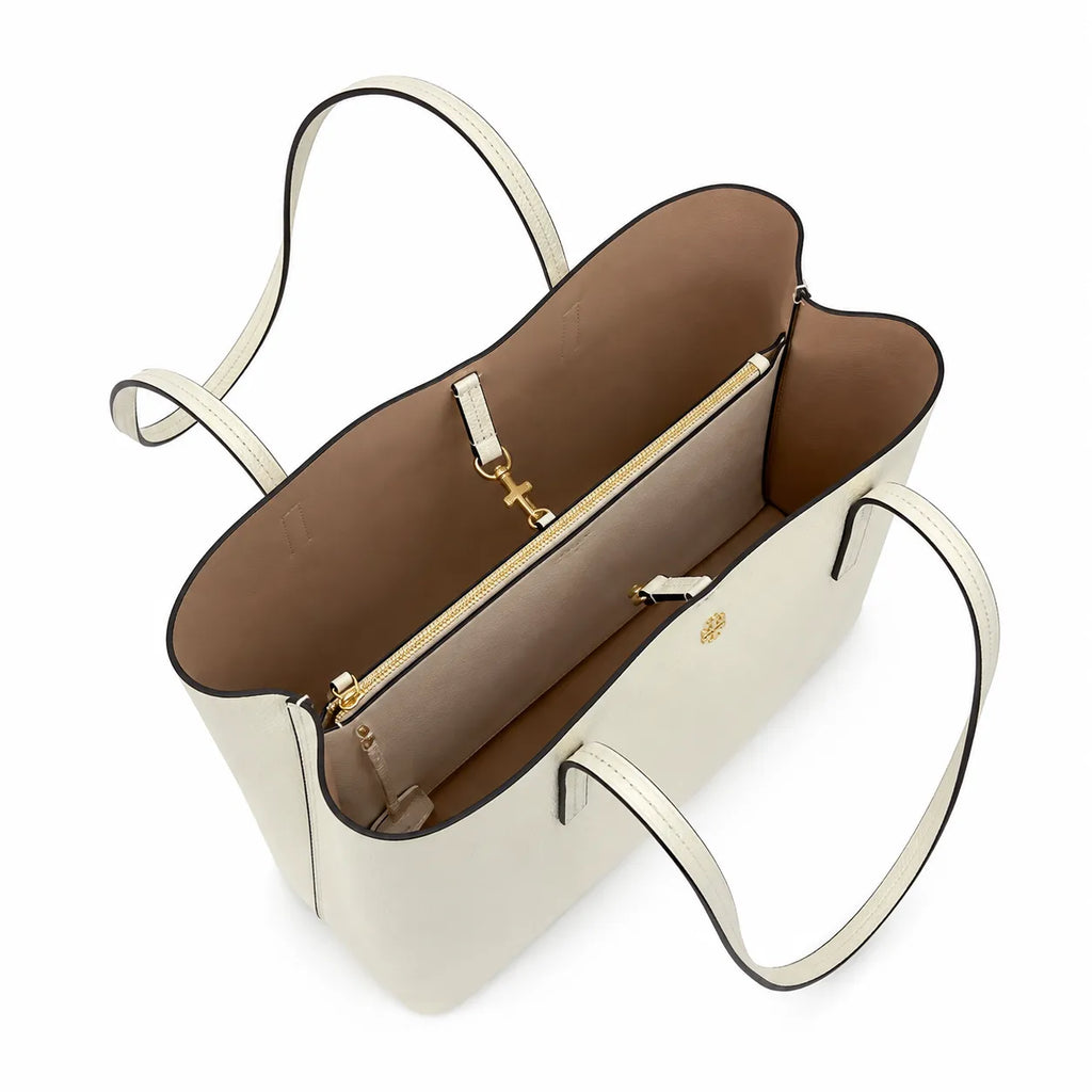 Tory Burch McGraw | Off-white pebbled leather double handles women's designer shoulder/handbag
