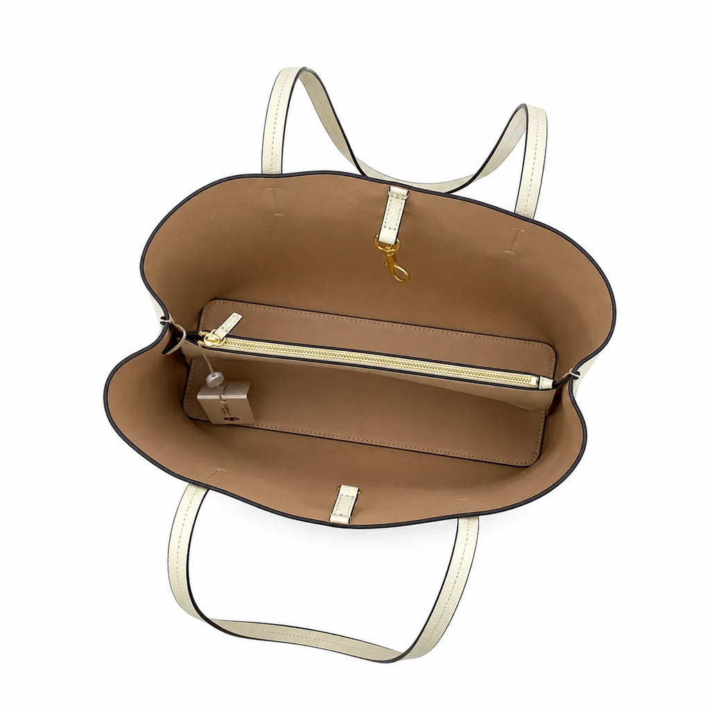 Tory Burch McGraw | Off-white pebbled leather double handles women's designer shoulder/handbag