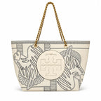 Tory Burch Ella | Whitezebra print gold chain and leather handle  magnetic closure women's designer printed chain tote bag