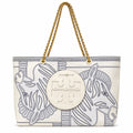 Tory Burch Ella | Whitezebra print gold chain and leather handle  magnetic closure women's designer printed chain tote bag
