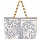 Tory Burch Ella | Whitezebra print gold chain and leather handle  magnetic closure women's designer printed chain tote bag