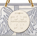 Tory Burch Ella | Whitezebra print gold chain and leather handle  magnetic closure women's designer printed chain tote bag