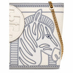 Tory Burch Ella | Whitezebra print gold chain and leather handle  magnetic closure women's designer printed chain tote bag
