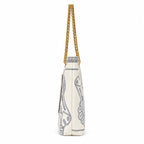 Tory Burch Ella | Whitezebra print gold chain and leather handle  magnetic closure women's designer printed chain tote bag