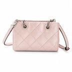 Tory Burch Fleming | Pale pink soft lambskin silver chain and embossed T logo adjustable shoulder strap women's designer crossbody/shoulder bag