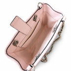 Tory Burch Fleming | Pale pink soft lambskin silver chain and embossed T logo adjustable shoulder strap women's designer crossbody/shoulder bag