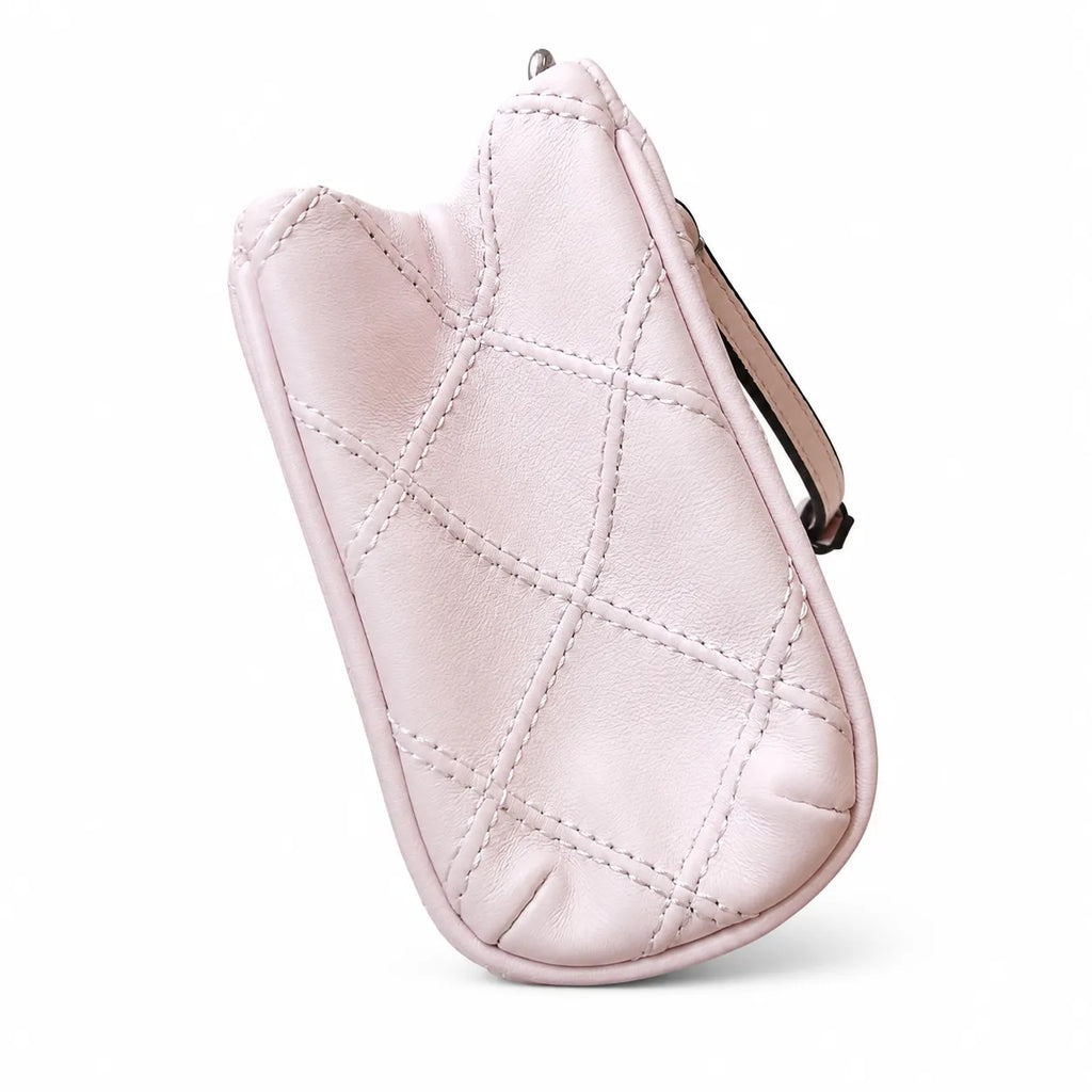 Tory Burch Fleming | Pale pink soft lambskin silver chain and embossed T logo adjustable shoulder strap women's designer crossbody/shoulder bag