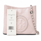 Tory Burch Fleming | Pale pink soft lambskin silver chain and embossed T logo adjustable shoulder strap women's designer crossbody/shoulder bag