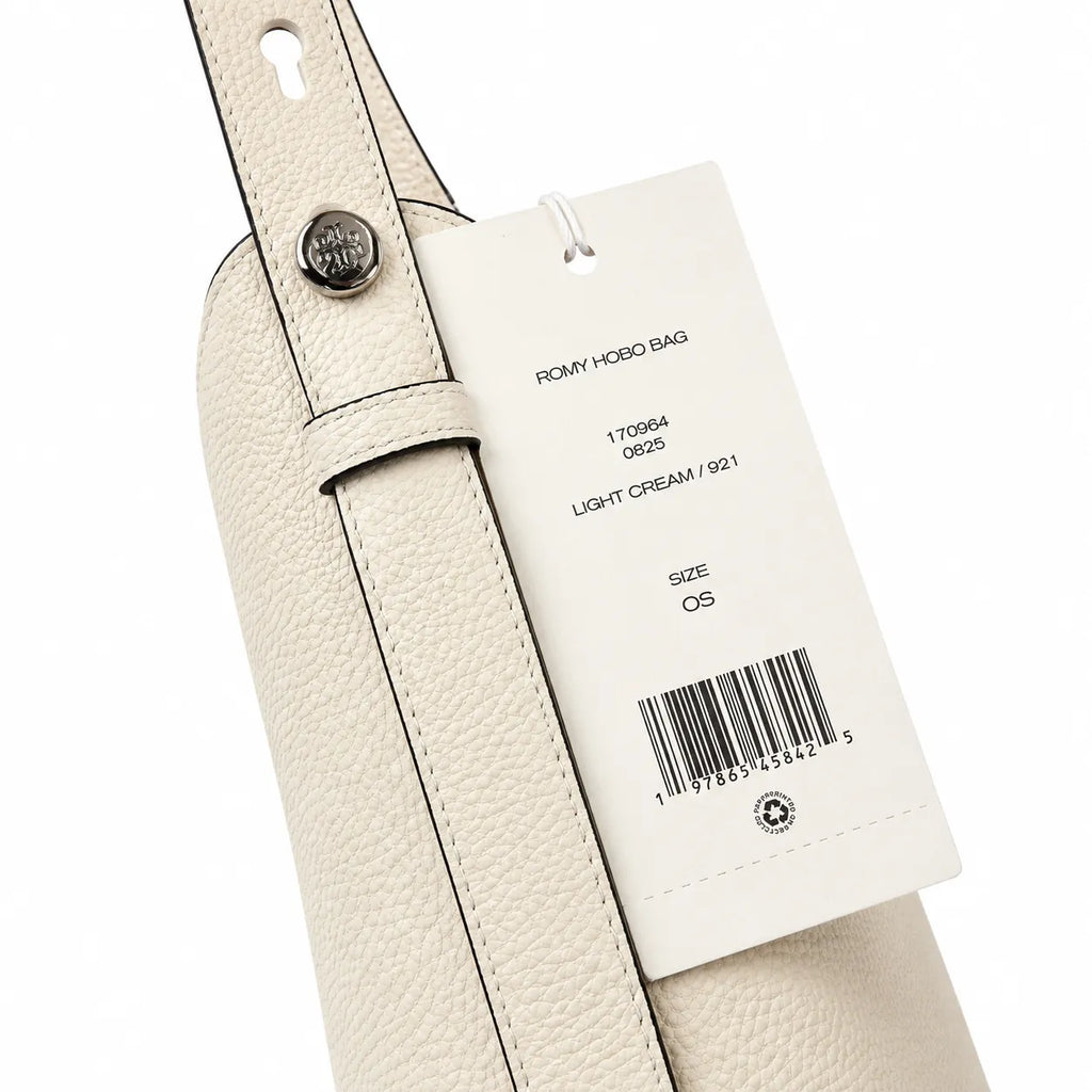 Tory Burch Romy | Off-white pebbled leather button logo and detachable pouch women's designer handbag