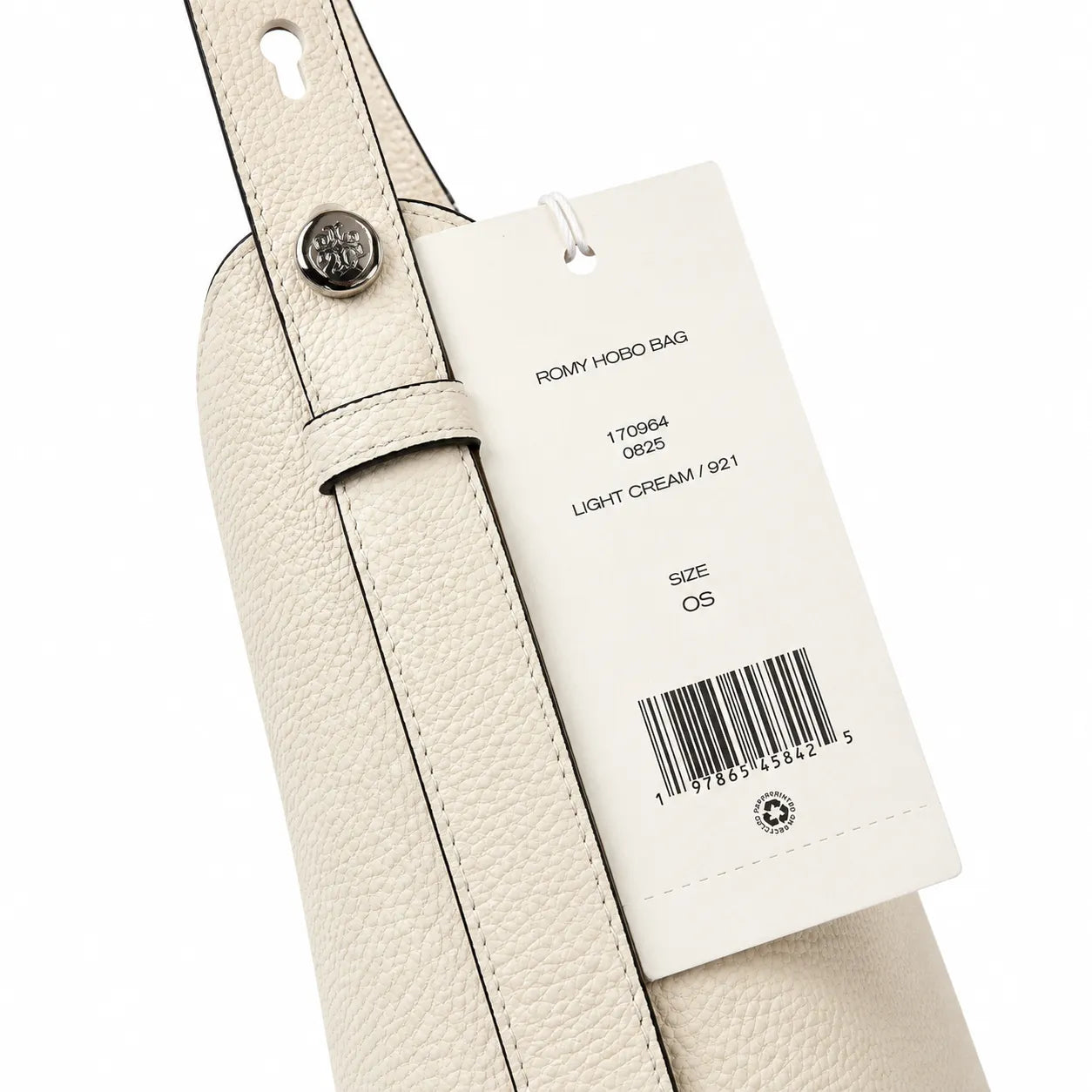 Tory Burch Romy | Off-white pebbled leather button logo and detachable pouch women's designer handbag