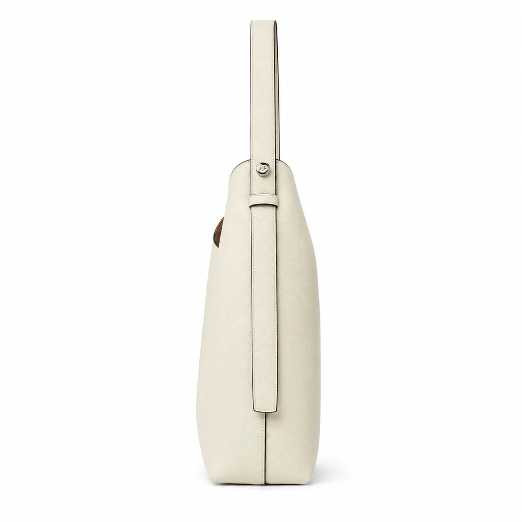 Tory Burch Romy | Off-white pebbled leather button logo and detachable pouch women's designer handbag