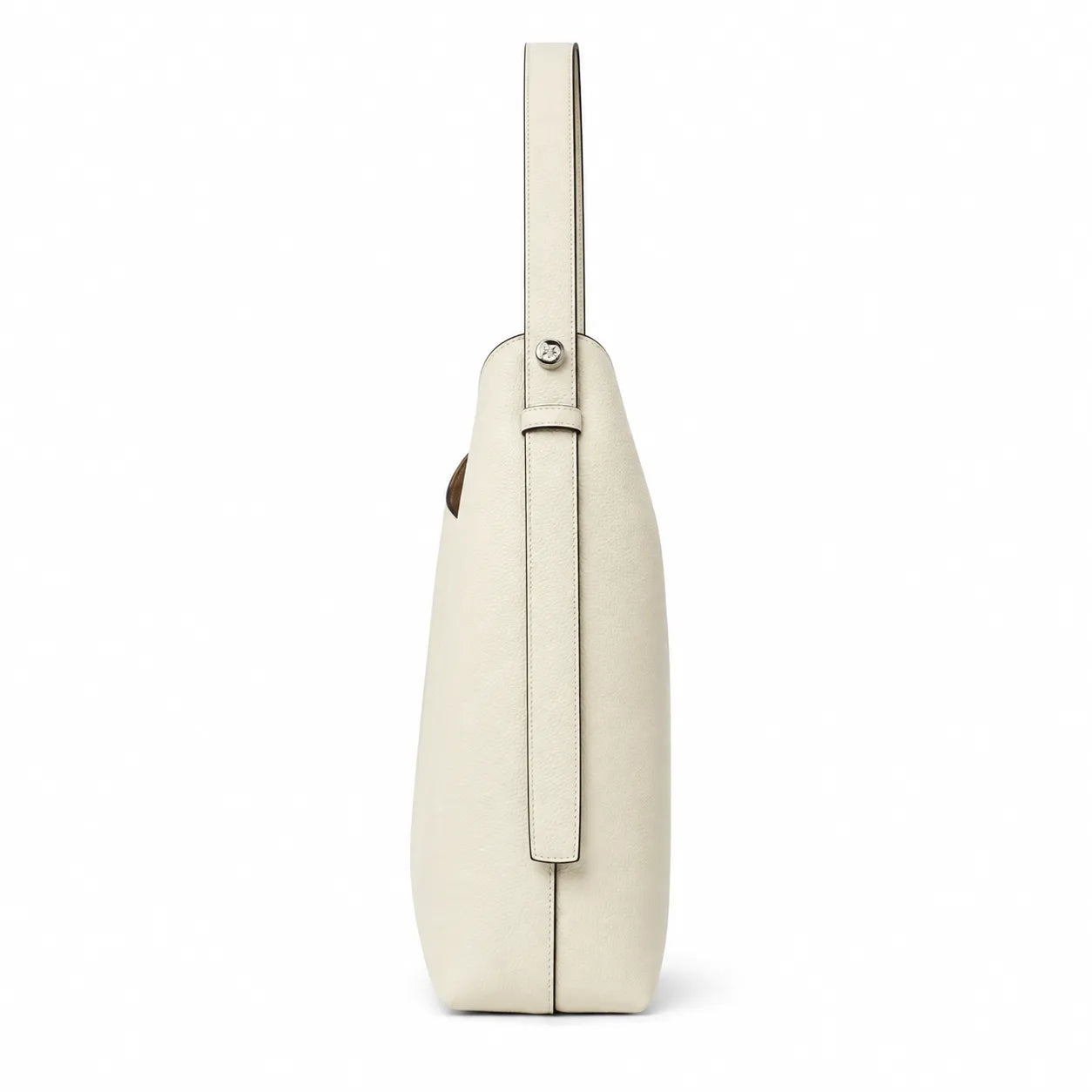 Tory Burch Romy | Off-white pebbled leather button logo and detachable pouch women's designer handbag