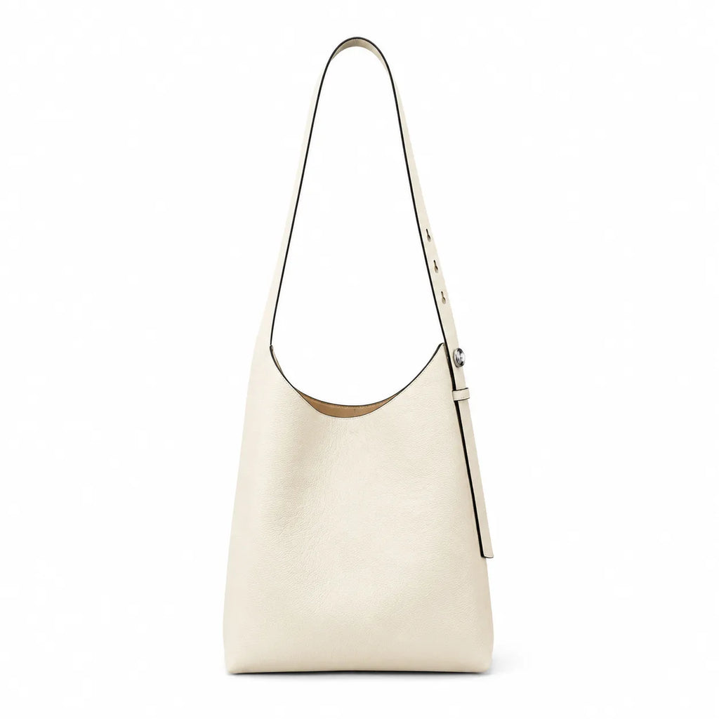 Tory Burch Romy | Off-white pebbled leather button logo and detachable pouch women's designer handbag