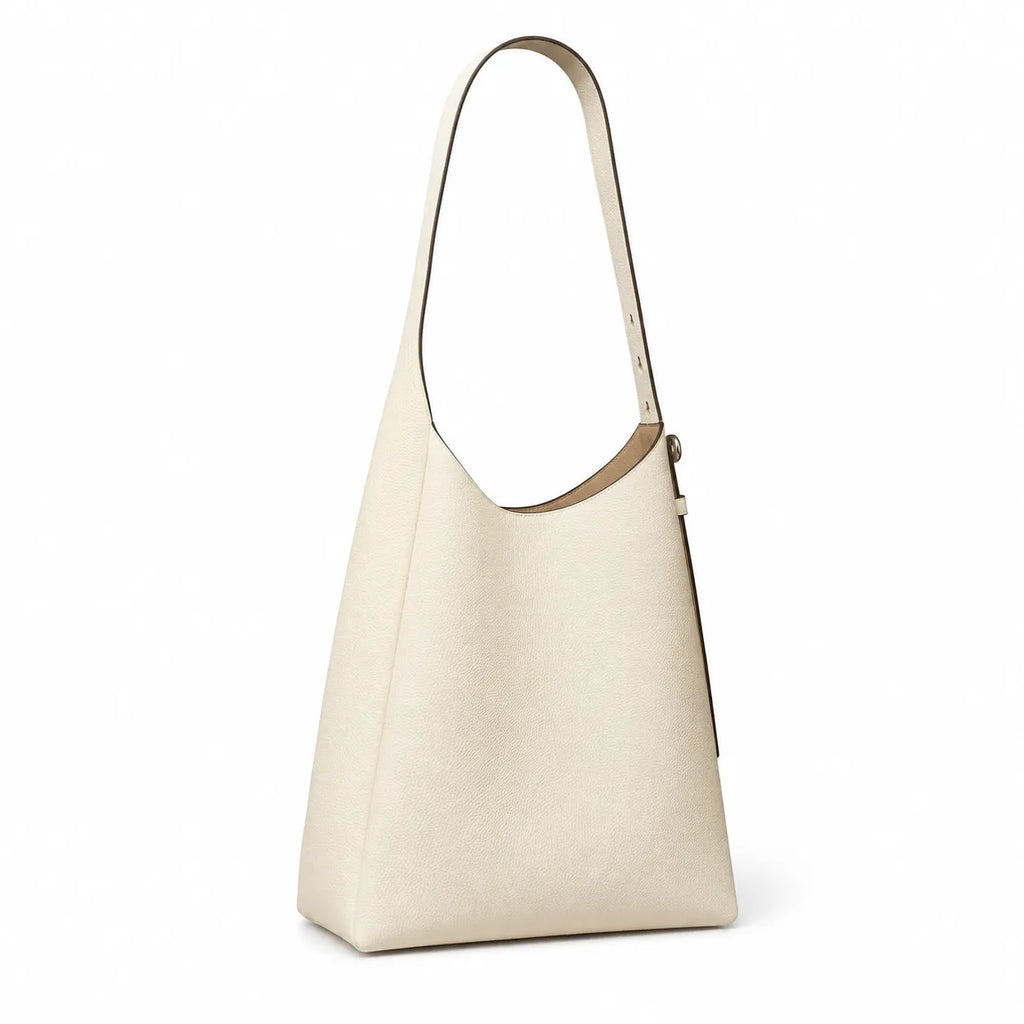 Tory Burch Romy | Off-white pebbled leather button logo and detachable pouch women's designer handbag