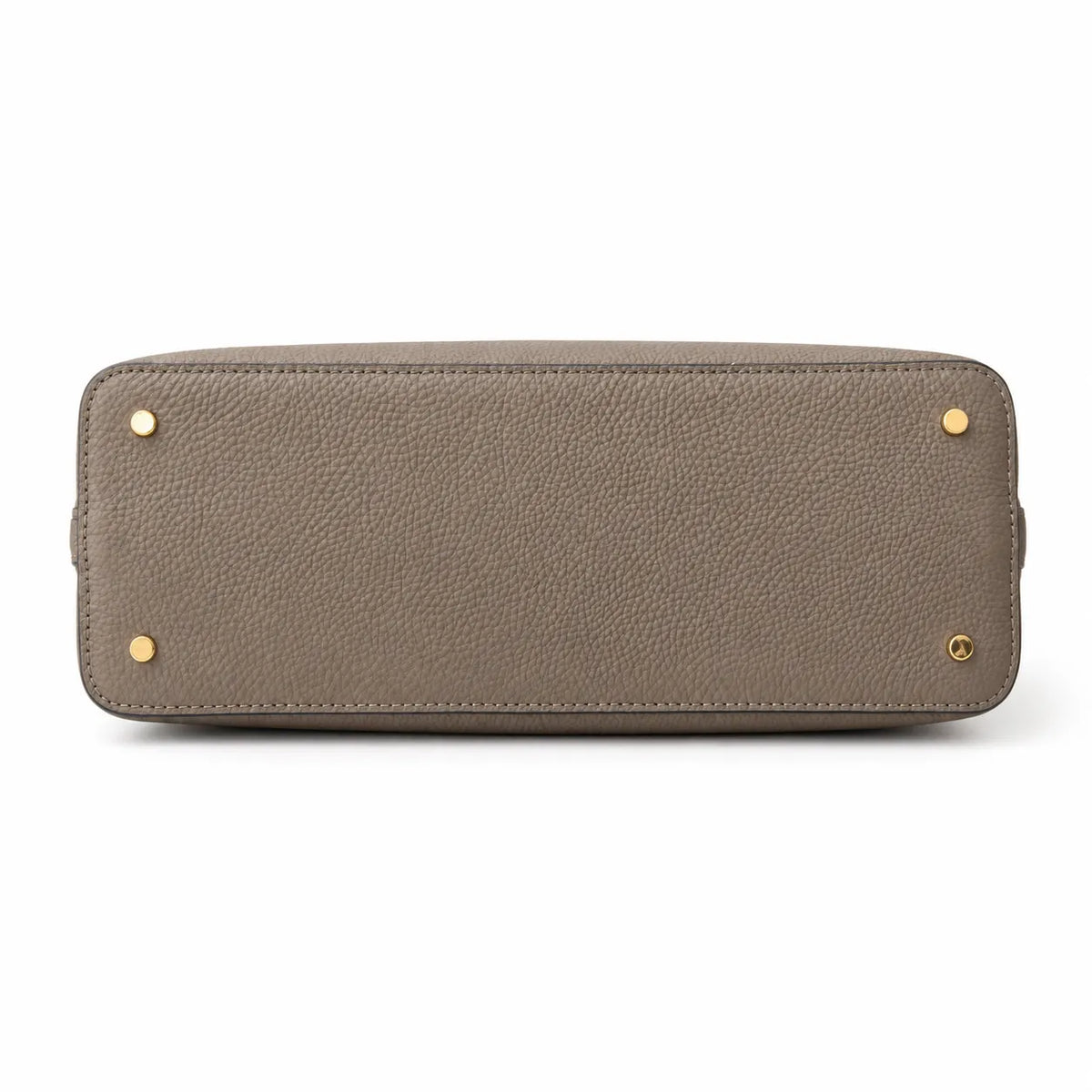 Tory Burch Britten | Grey-brown pebbled leather with gold double T logo  adjustable shoulder strap  women's designer handbag