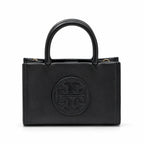 Tory Burch Ella Bio | Black vegetable leather embossed T-logo  adjustable shoulder strap women's designer shoulder bag