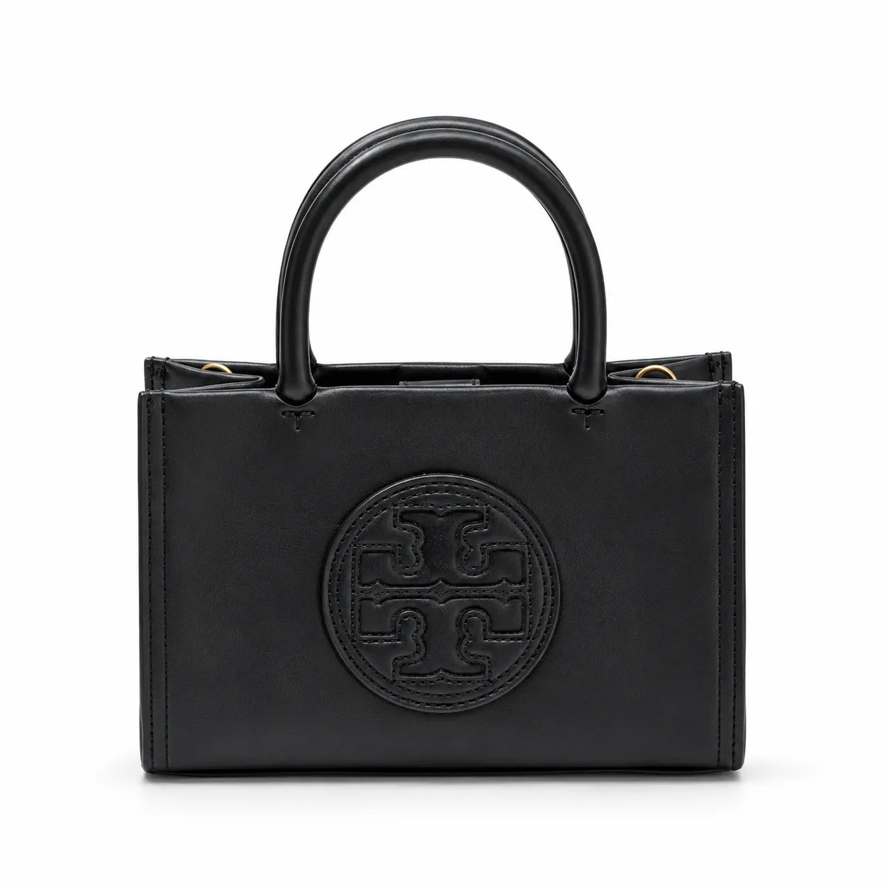 Tory Burch Ella Bio | Black vegetable leather embossed T-logo  adjustable shoulder strap women's designer shoulder bag
