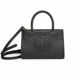 Tory Burch Ella Bio | Black vegetable leather embossed T-logo  adjustable shoulder strap women's designer shoulder bag