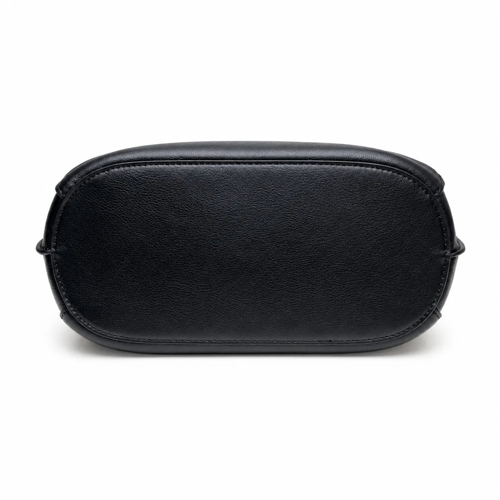 Tory Burch Lee Radziwill | Black pebbled leather with gold twist clasp and double T logo adjustable shoulder strap women's designer handbag