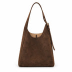 Tory Burch Romy | Dark brown suede, gold logo  adjustable shoulder strap  women's designer shoulder/handbag