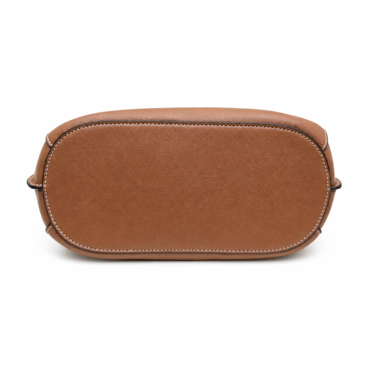 Tory Burch Lee Radziwill | Caramel-colored smooth leather  gold twist clasp and double T logo  women's designer handbag
