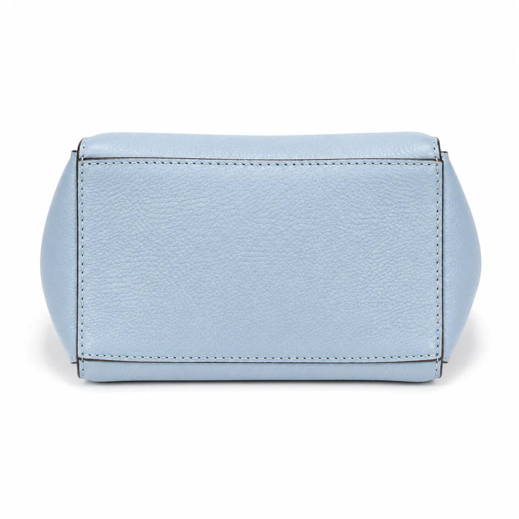 Tory Burch McGraw | Light blue pebbled leather  gold logo detachable shoulder strap women's designer handbag