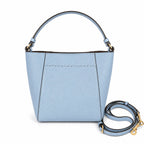 Tory Burch McGraw | Light blue pebbled leather  gold logo detachable shoulder strap women's designer handbag