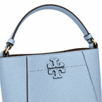 Tory Burch McGraw | Light blue pebbled leather  gold logo detachable shoulder strap women's designer handbag