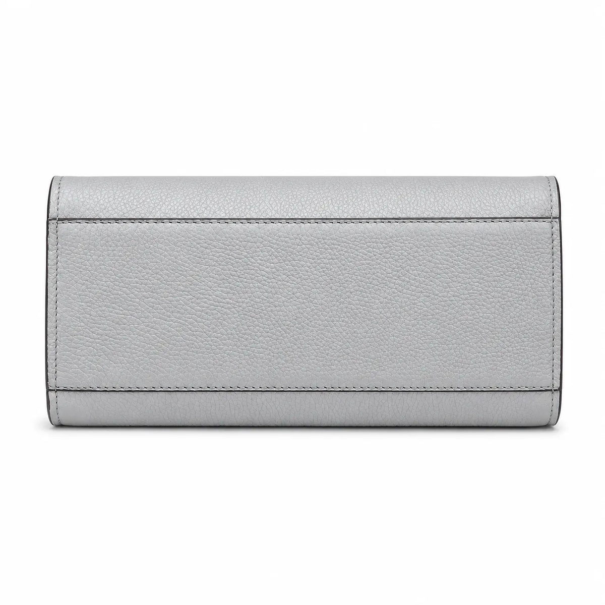 Tory Burch Britten | Light grey pebbled leather silver chain shoulder strap and double T logo women's designer handbag