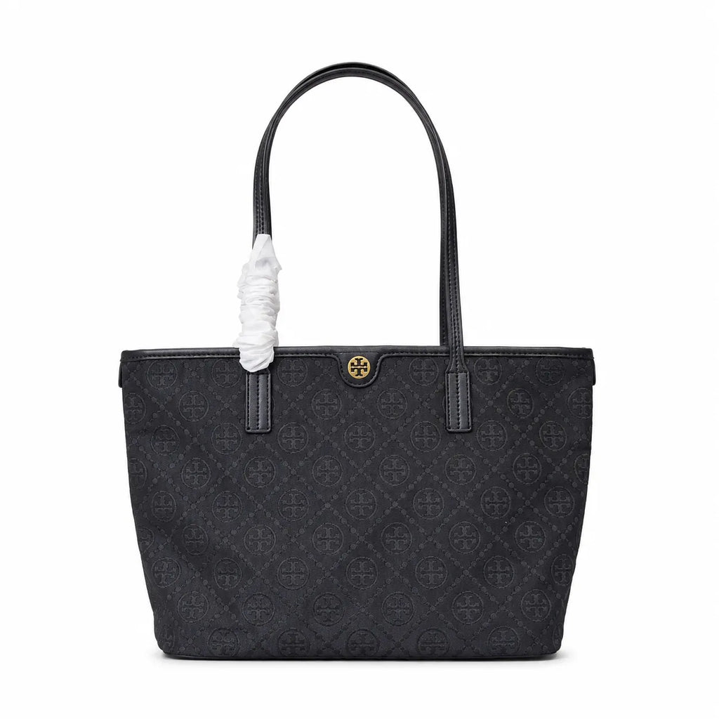 Tory Burch T Monogram | Black jacquard fabric iconic double T logo and detachable pouch women's designer handbag
