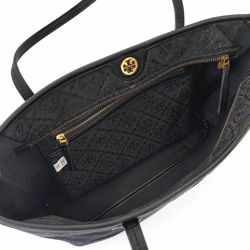 Tory Burch T Monogram | Black jacquard fabric iconic double T logo and detachable pouch women's designer handbag