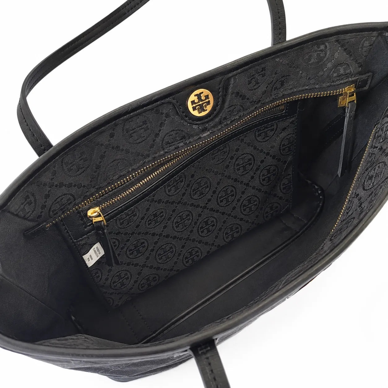 Tory Burch T Monogram | Black jacquard fabric iconic double T logo and detachable pouch women's designer handbag