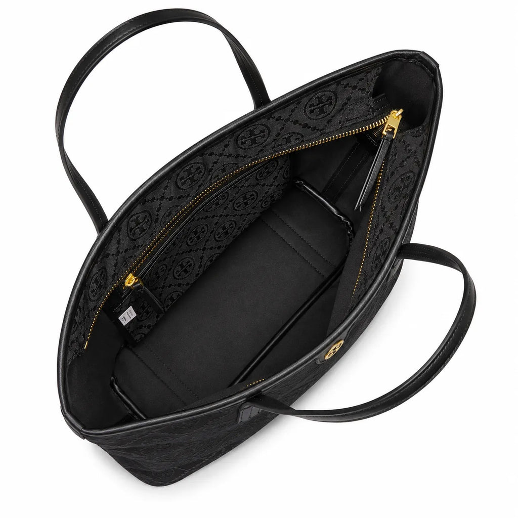 Tory Burch T Monogram | Black jacquard fabric iconic double T logo and detachable pouch women's designer handbag