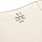 Tory Burch McGraw | Off-white pebbled leather with gold logo  detachable shoulder strap  women's designer handbag