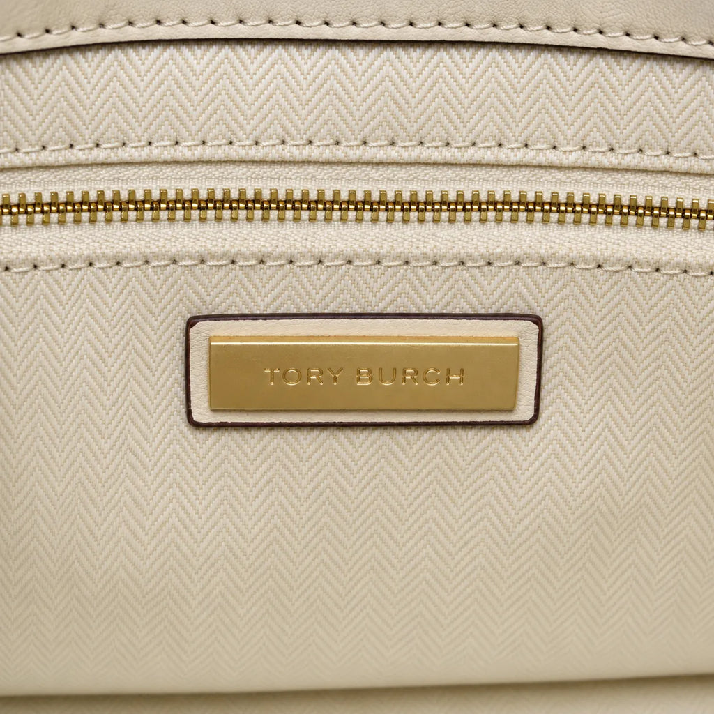 Tory Burch Fleming | Off-white quilted leather  iconic double-T logo  women's designer handbag
