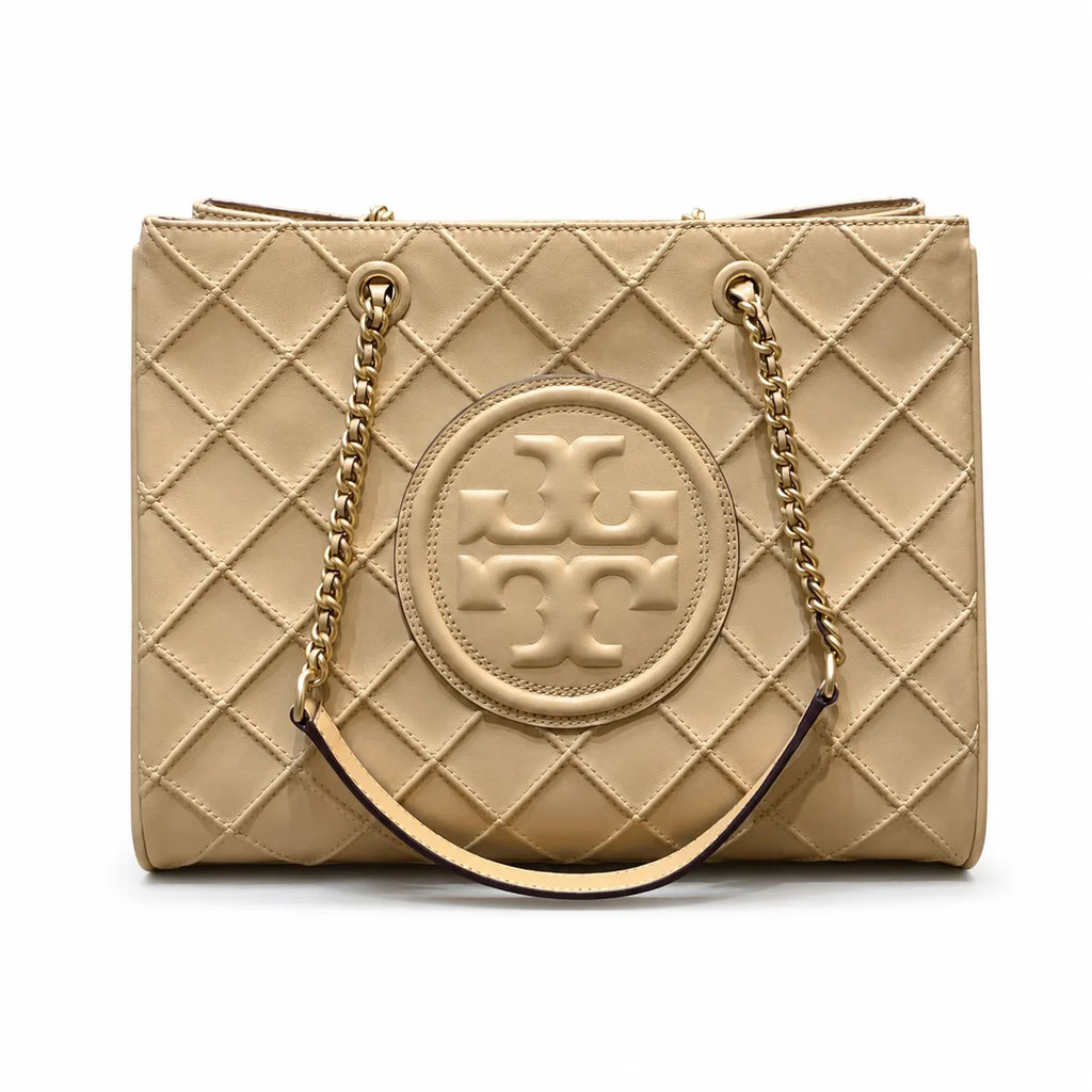Tory Burch Fleming | Desert Dune Quilted Leather  Iconic Double T Logo  Women's Designer Handbag
