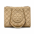 Tory Burch Fleming | Desert Dune Quilted Leather  Iconic Double T Logo  Women's Designer Handbag