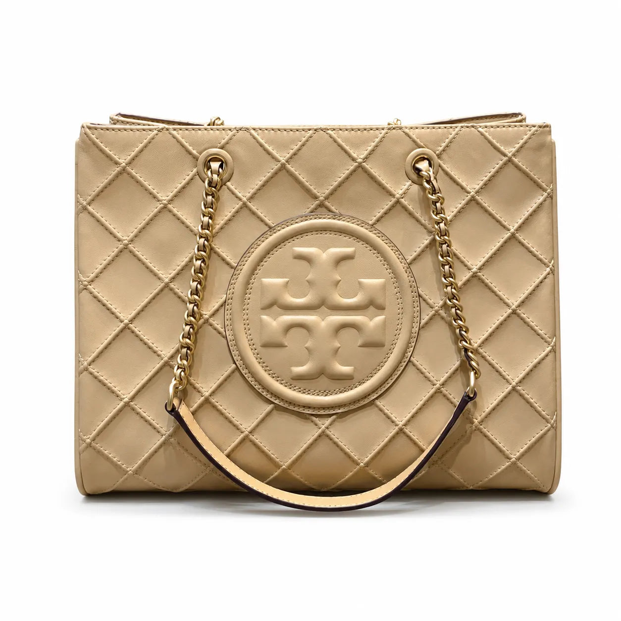 Tory Burch Fleming | Desert Dune Quilted Leather  Iconic Double T Logo  Women's Designer Handbag