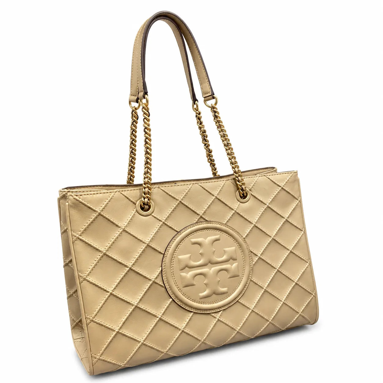 Tory Burch Fleming | Desert Dune Quilted Leather  Iconic Double T Logo  Women's Designer Handbag