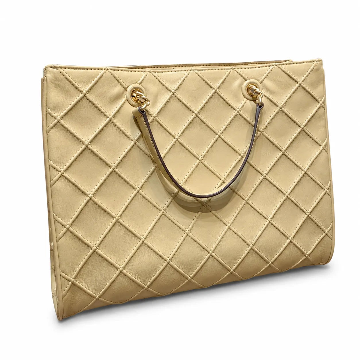 Tory Burch Fleming | Desert Dune Quilted Leather  Iconic Double T Logo  Women's Designer Handbag