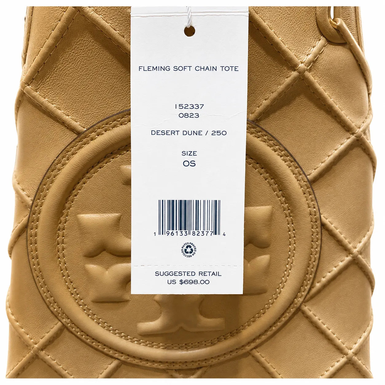 Tory Burch Fleming | Desert Dune Quilted Leather  Iconic Double T Logo  Women's Designer Handbag