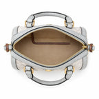Tory Burch T Monogram | Cloud Grey Canvas with Crocodile Embossed Leather Trim, Iconic Double T Logo  Women's Designer Handbag