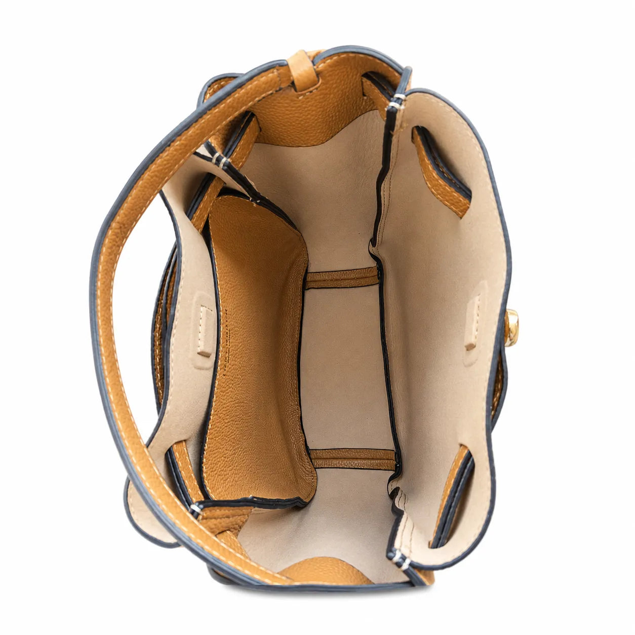 Tory Burch Romy | Tiramisu pebbled leather with adjustable shoulder strap and top handle women's designer handbag