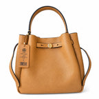 Tory Burch Romy | Tiramisu pebbled leather with adjustable shoulder strap and top handle women's designer handbag