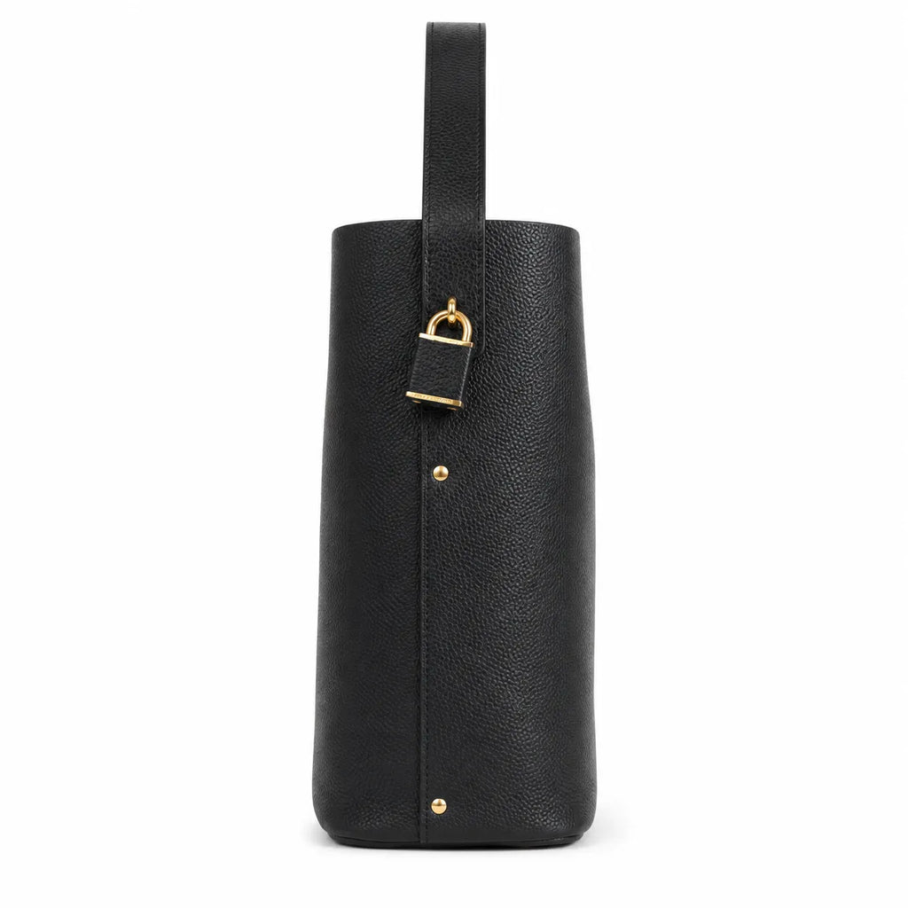 Tory Burch Slim Lock | Black pebbled leather adjustable shoulder strap  women's designer handbag