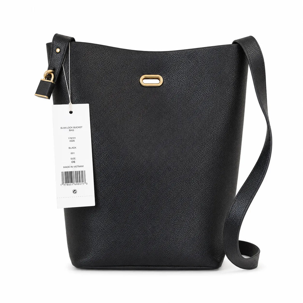 Tory Burch Slim Lock | Black pebbled leather adjustable shoulder strap  women's designer handbag