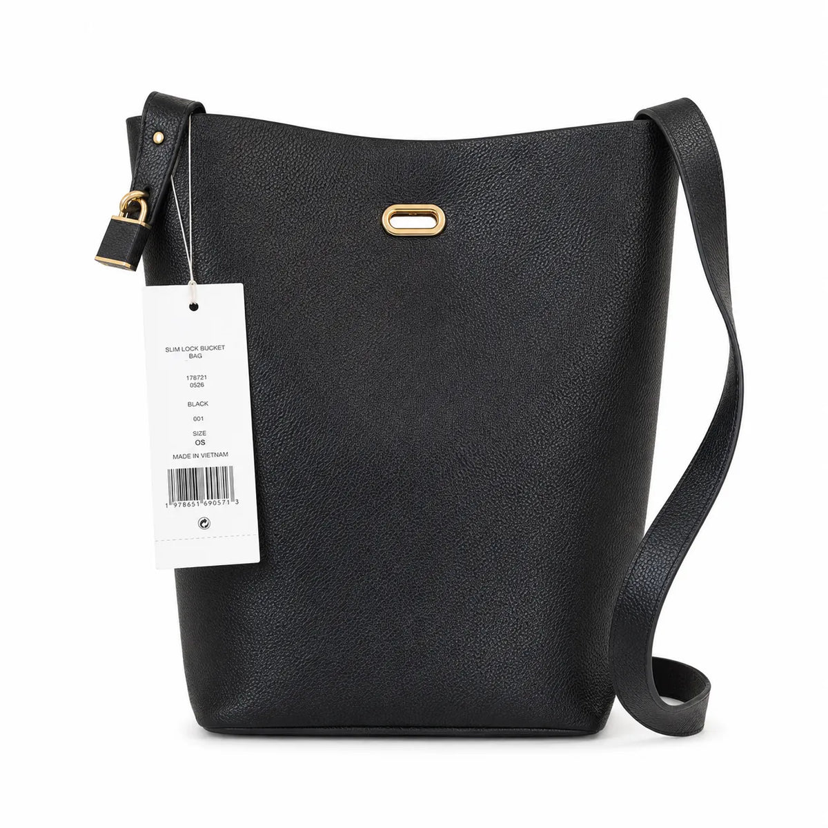 Tory Burch Slim Lock | Black pebbled leather adjustable shoulder strap  women's designer handbag